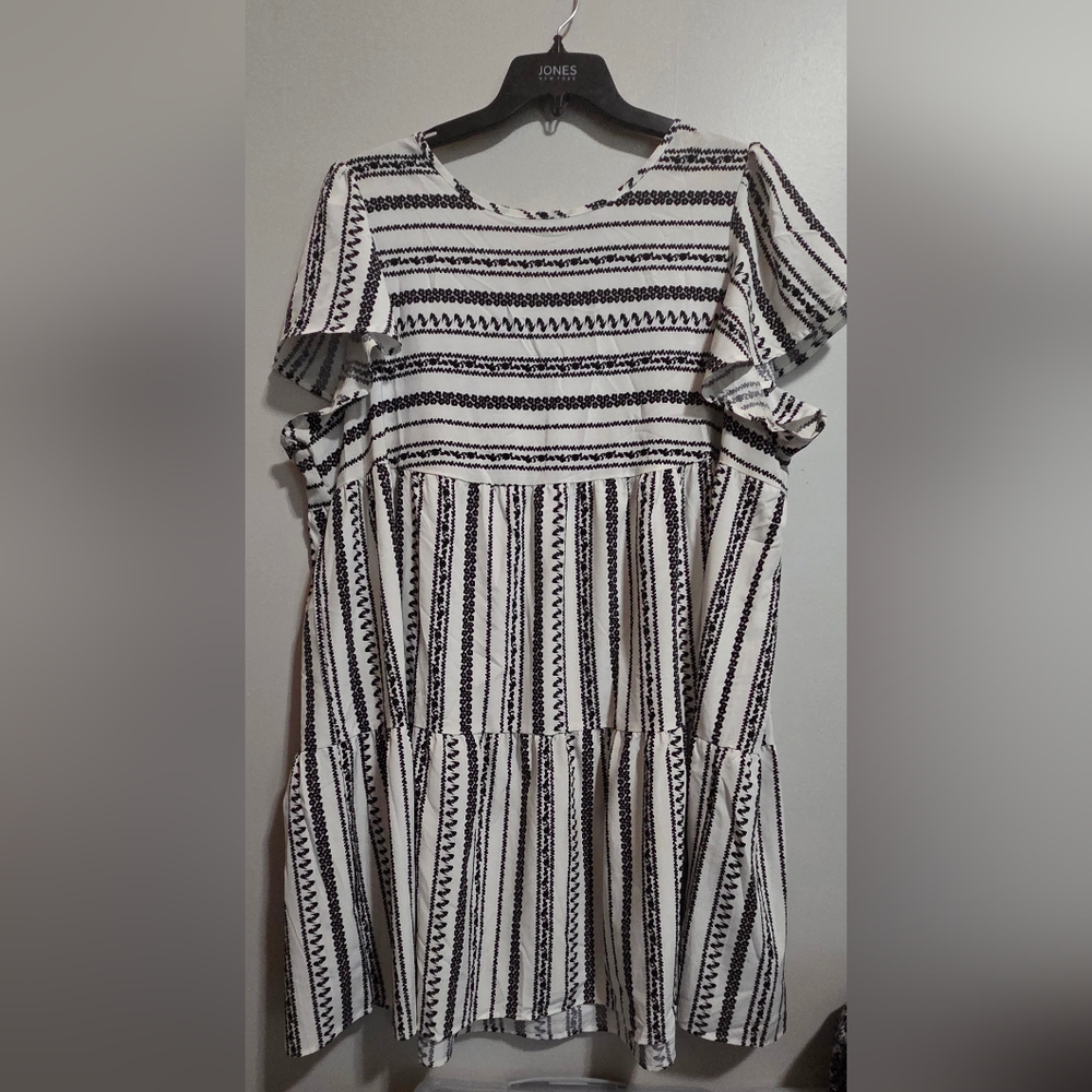 Elegant Black and White Striped Mini Dress